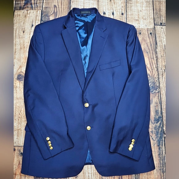 Lauren Ralph Lauren Blazer Sport Coat Navy & Gold Buttons Vintage Men's Size 44R
